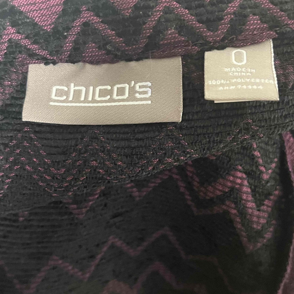 Chico Purple‎ Black Quilted Abstract Coat Jacket Size Small - Picture 10 of 11